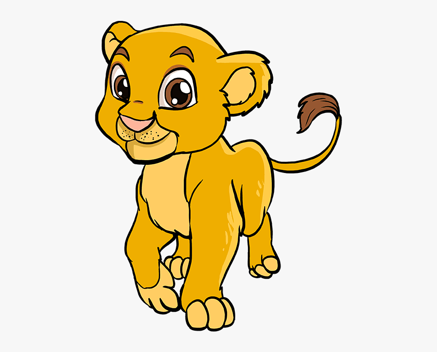 How To Draw Baby Lion - Drawing Of A Baby Lion, HD Png Download - kindpng
