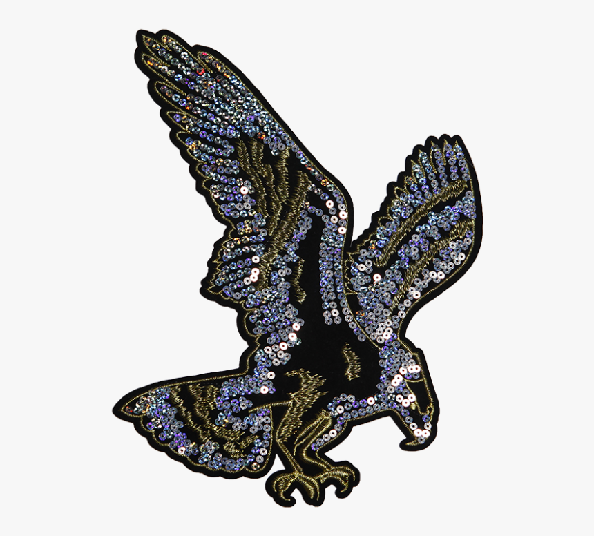 Embroidered Black Flying Eagle Patch With Shining Sequin - Red-tailed Hawk, HD Png Download, Free Download