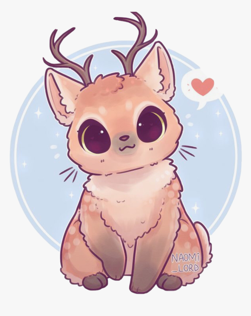 #cute #animals #deer #chirstmas #freetoedit - Cute Animal Drawings Deer, HD Png Download, Free Download