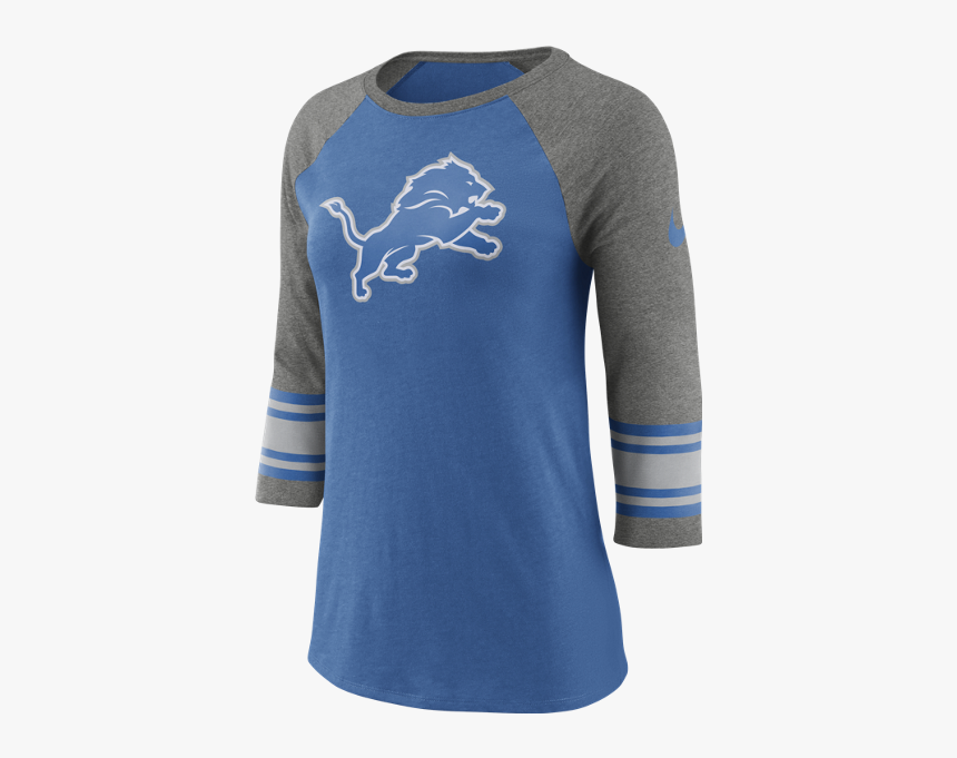 Nike Detroit Lions Women"s Blue 3/4 Sleeve Raglan Tee - Long-sleeved T-shirt, HD Png Download, Free Download