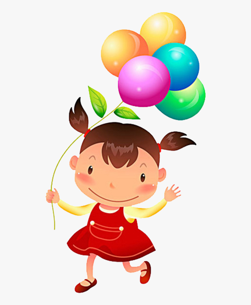 Cartoon Kid With Balloons, HD Png Download, Free Download