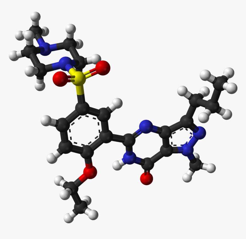 Sildenafil From Xtal 3d Balls - Sildenafil Molecule, HD Png Download, Free Download