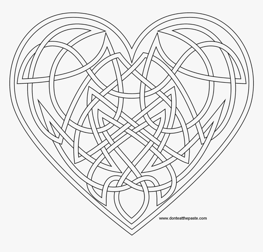 Knotwork Heart Coloring Page Also Available As A Transparent - Coloring Pages Celtic Heart, HD Png Download, Free Download