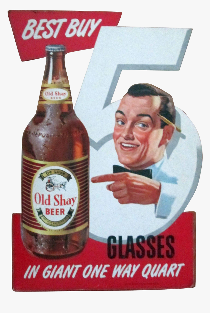 Old Shay Beer Scarce Diecut Cardboard Store Display - Beer Bottle, HD Png Download, Free Download