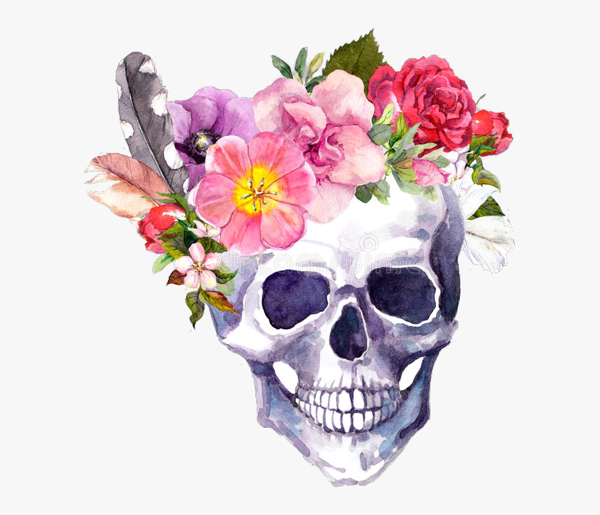 Transparent Flores Png Tumblr - Skull With Flower Crown, Png Download, Free Download