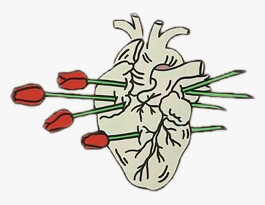 Transparent Heartbeat Line Clipart - Heart With Roses Drawing, HD Png Download, Free Download