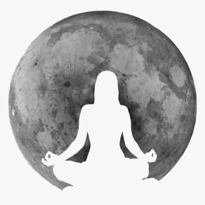 Full Moon Png -full Moon Meditation - Meditation Silhouette With Moon, Transparent Png, Free Download