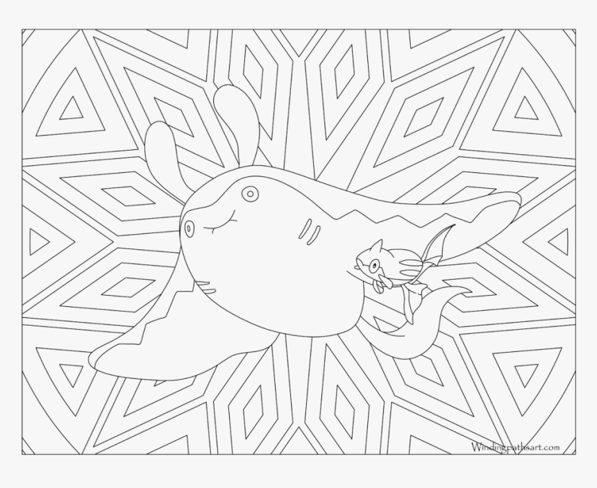 Adult Pokemon Coloring Page Mantine - Mantine Pokemon Adult Colouring Pages, HD Png Download, Free Download