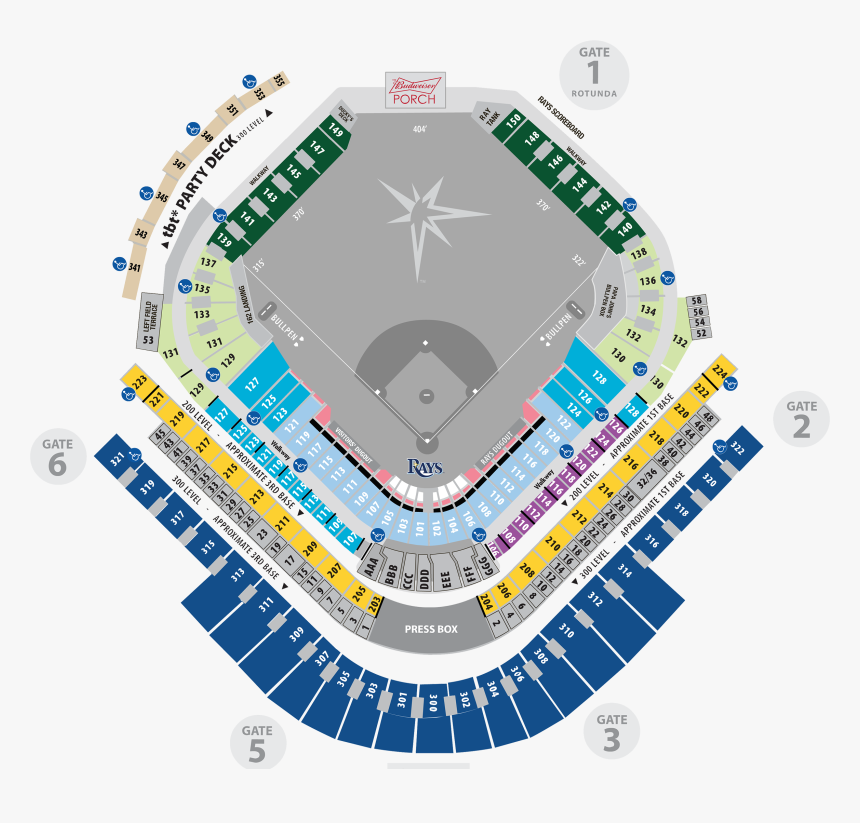 View Interactive Map Of Tropicana Field, HD Png Download, Free Download