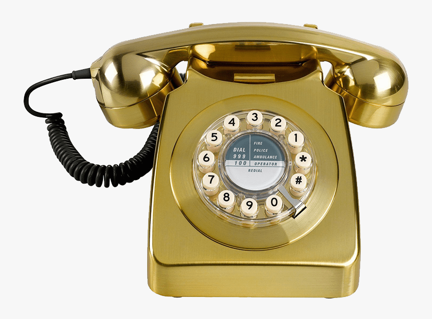 Gold Phone No Background Transparent Image - Retro Phone In Transparent Background, HD Png Download, Free Download