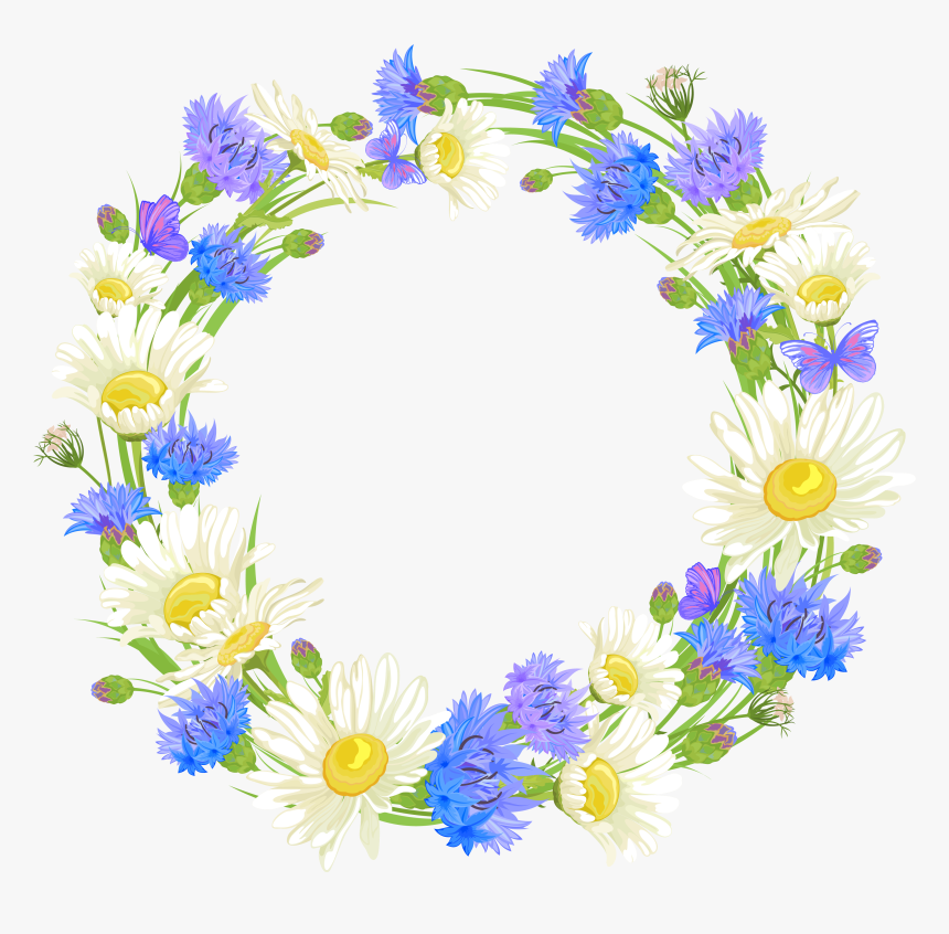 Field Flowers Wreath Png - Flores Y Mariposas Imagenes, Transparent Png, Free Download