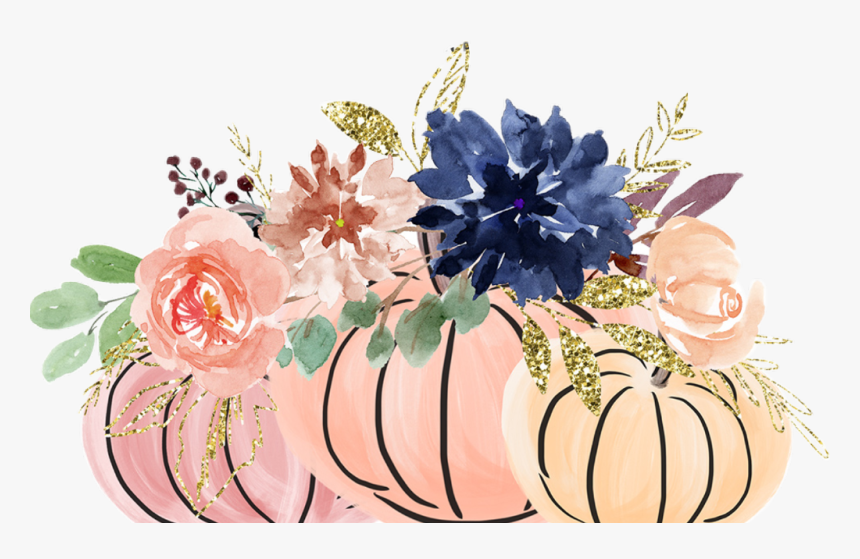 #watercolor #pumpkins #flowers #floral #decorative - Fall Clip Art, HD Png Download, Free Download