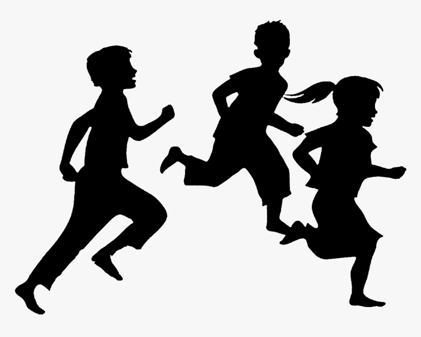 Black And White Png For Kids - Child Running Silhouette, Transparent Png, Free Download