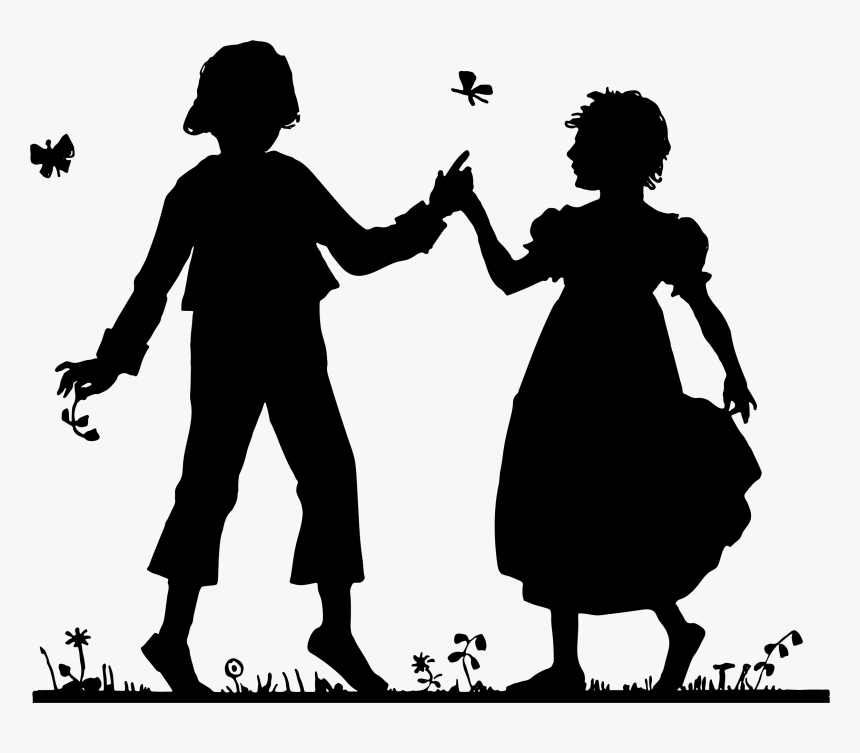 Children Silhouette Png -download Image As A Png - Black And White Boy And Girl, Transparent Png, Free Download