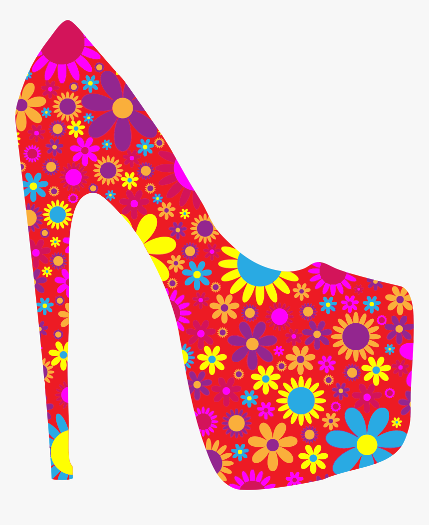 Retro Floral Shoe - Fashion Shoes Clipart, HD Png Download, Free Download