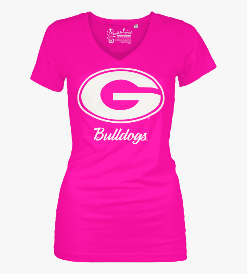 Georgia Uga Bulldogs Hot Pink V Neck Women"s T Shirt - Women's Georgia Bulldogs Apparel, HD Png Download, Free Download