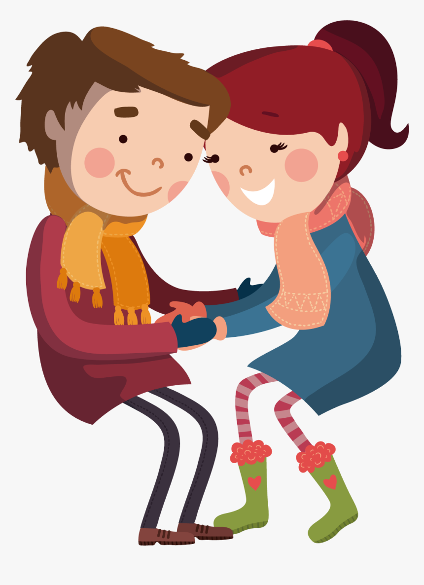 Cute Couple Png Download - Couples On A Bench Cartoon, Transparent Png, Free Download