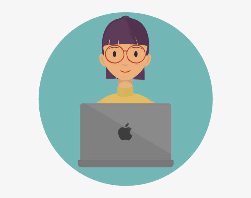 Woman Smiling On Apple Laptop - Apple, HD Png Download, Free Download