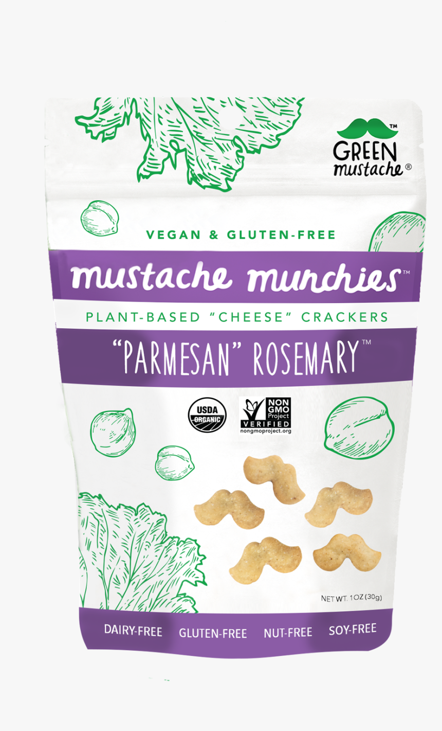 Mustache Munchies "parmesan Rosemary - Green Mustache, HD Png Download, Free Download