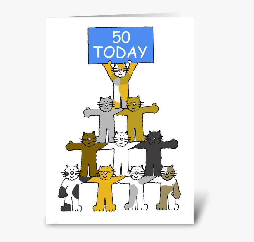 Happy 50th Birthday Fun Cats - 50th Birthday Card Cats, HD Png Download, Free Download