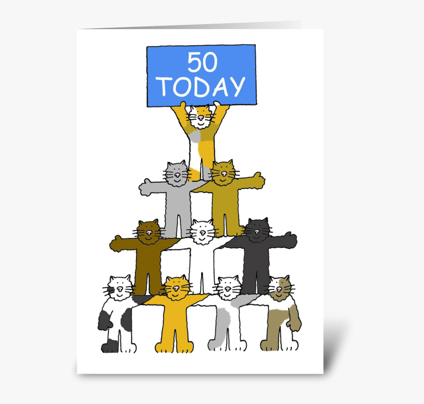 Happy 50th Birthday Fun Cats - 50th Birthday Card Cats, HD Png Download ...