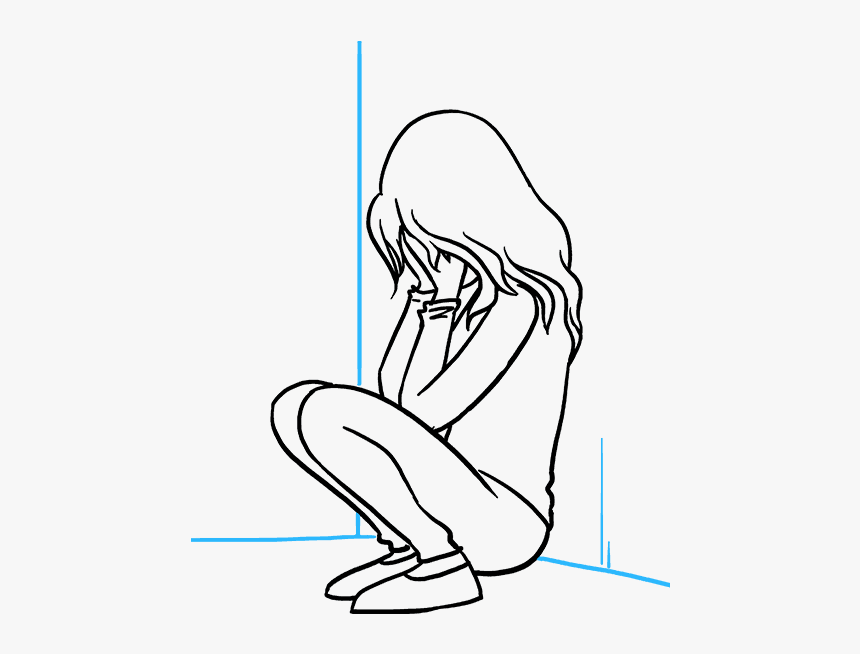 How To Draw Sad Girl Crying - Draw A Girl Crying, HD Png Download, Free Download