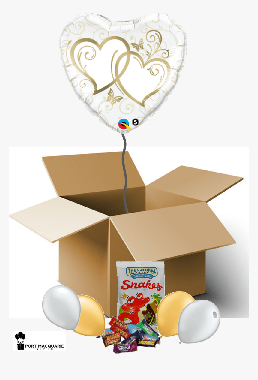 Gold Hearts Entwined Balloon In A Box - Valentine's Day Boyfriend Balloons, HD Png Download, Free Download