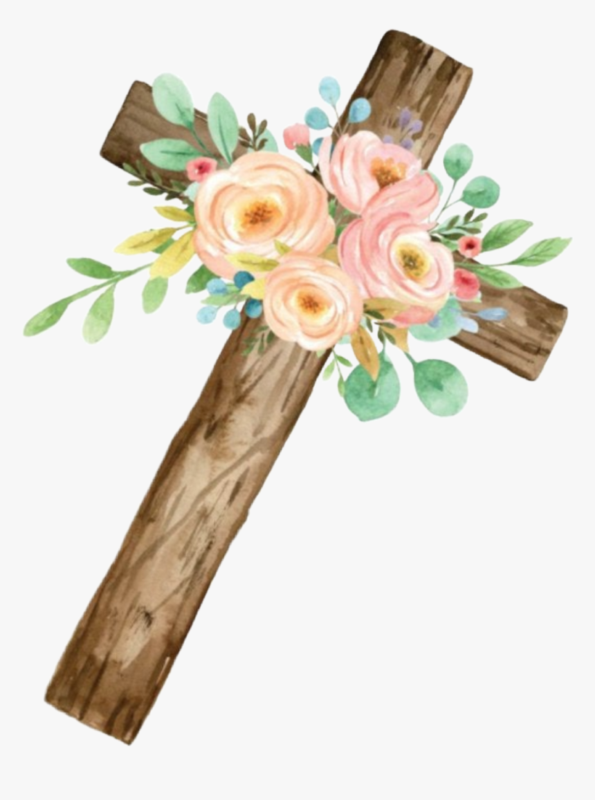 #watercolor #cross #flowers #floral #decorative #religion - Bouquet, HD Png Download, Free Download