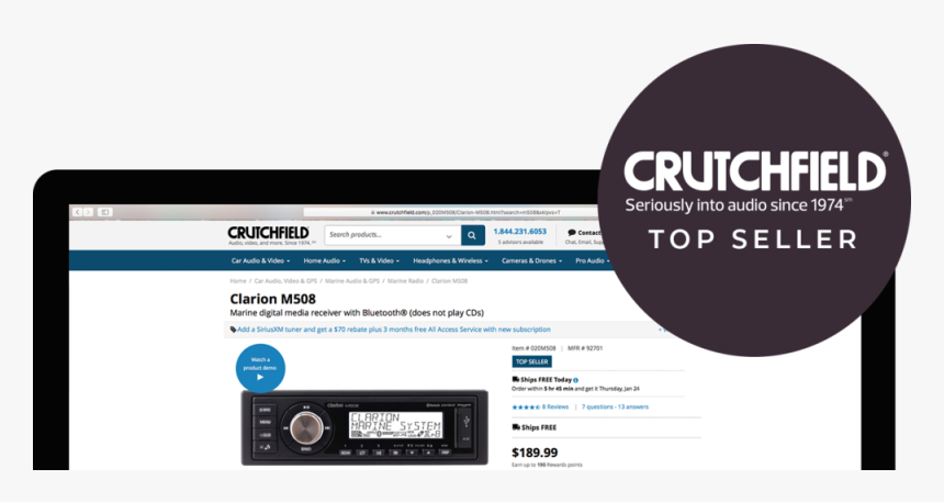 Clarion Marine M508 Crutchfield Best Seller - Crutchfield, HD Png Download, Free Download