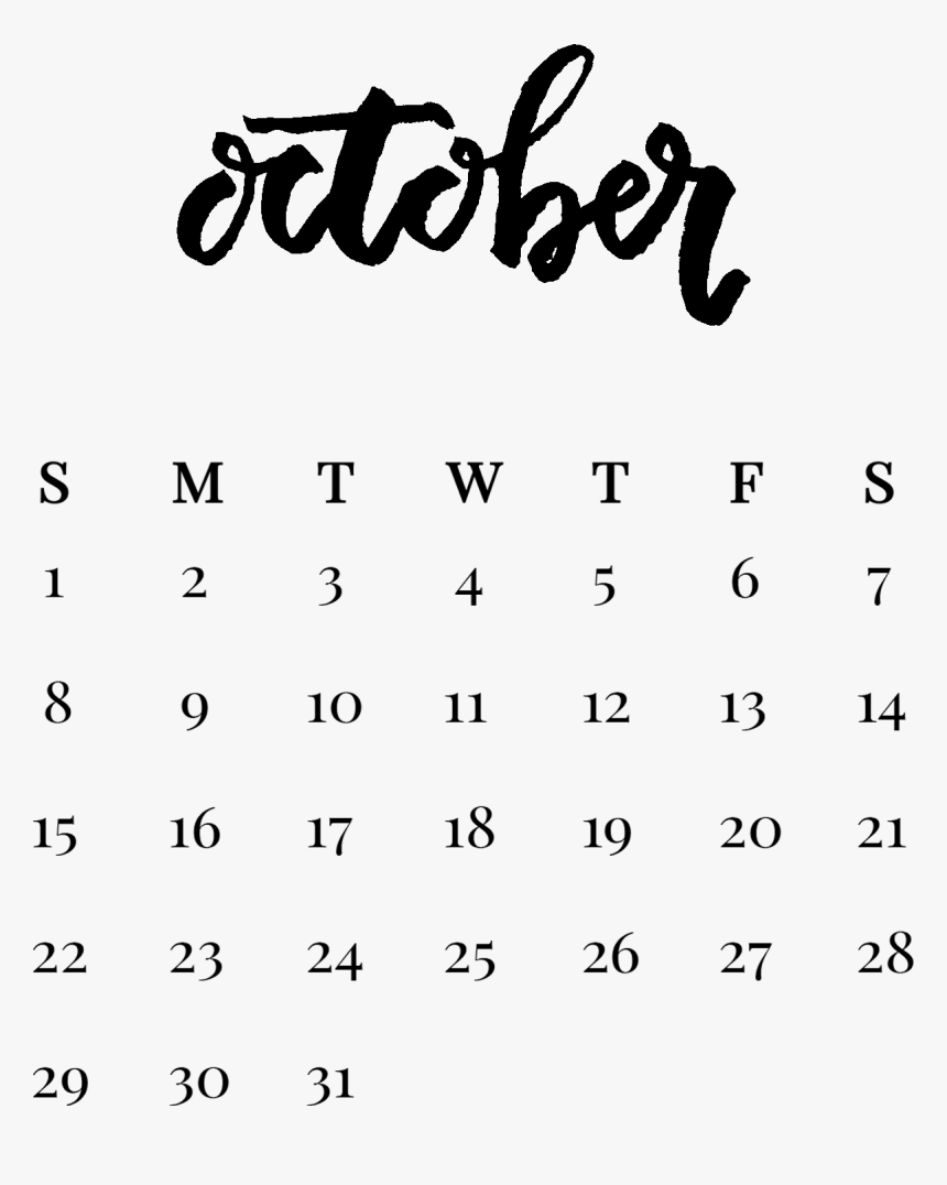 October Calendar No Background, HD Png Download, Free Download