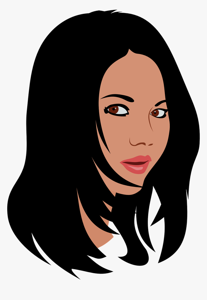 Clipart Brown Hair Brown Eyes Looking Up - Clip Art Black Hair, HD Png Download, Free Download