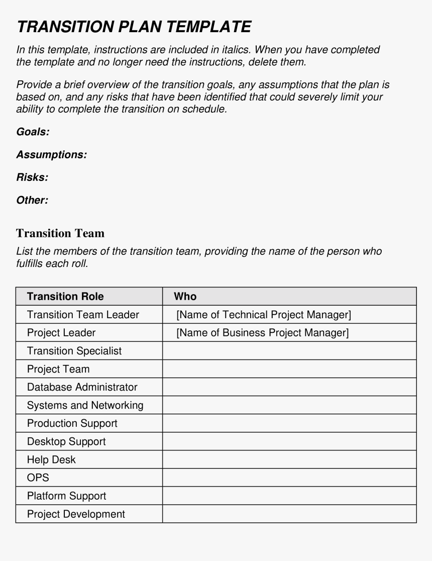 Project Task To Do List - Transition Plan For Project Team Members, HD Png Download, Free Download