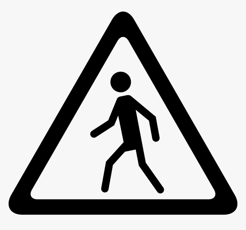 Street Traffic Triangular Signal With A Walker - Triangle Street Sign Black And White, HD Png Download, Free Download