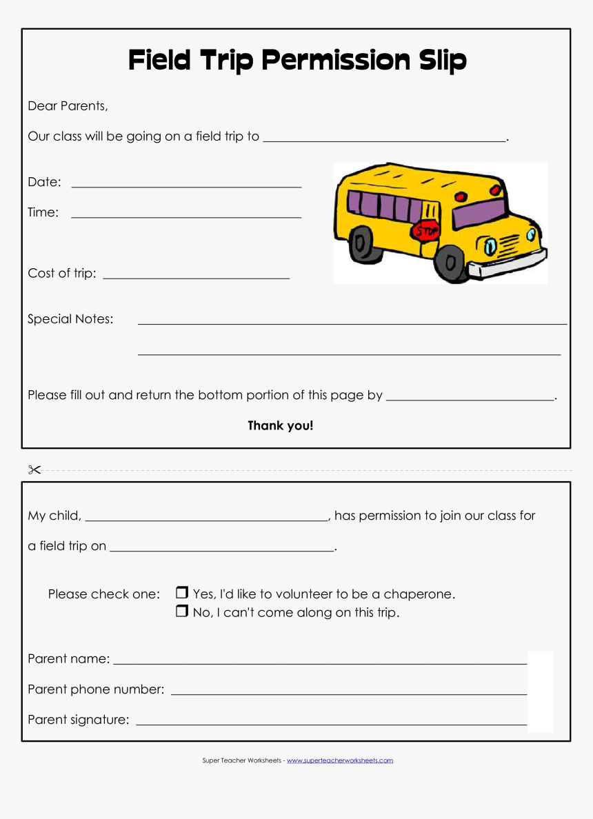 Field Trip Permission Slip Main Image - Field Trip Permission Slip Template, HD Png Download, Free Download