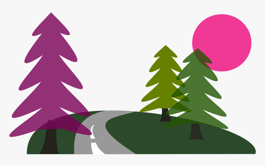 Sun, Road, Trees, Travel, Pine, Conifers, Path, Street - Clip Art, HD Png Download, Free Download