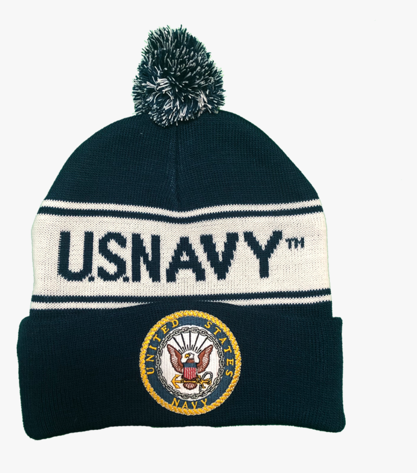 36251 - U - S - Navy Knit Beanie Hat With Pom Pom - - Us Navy Beanie, HD Png Download, Free Download