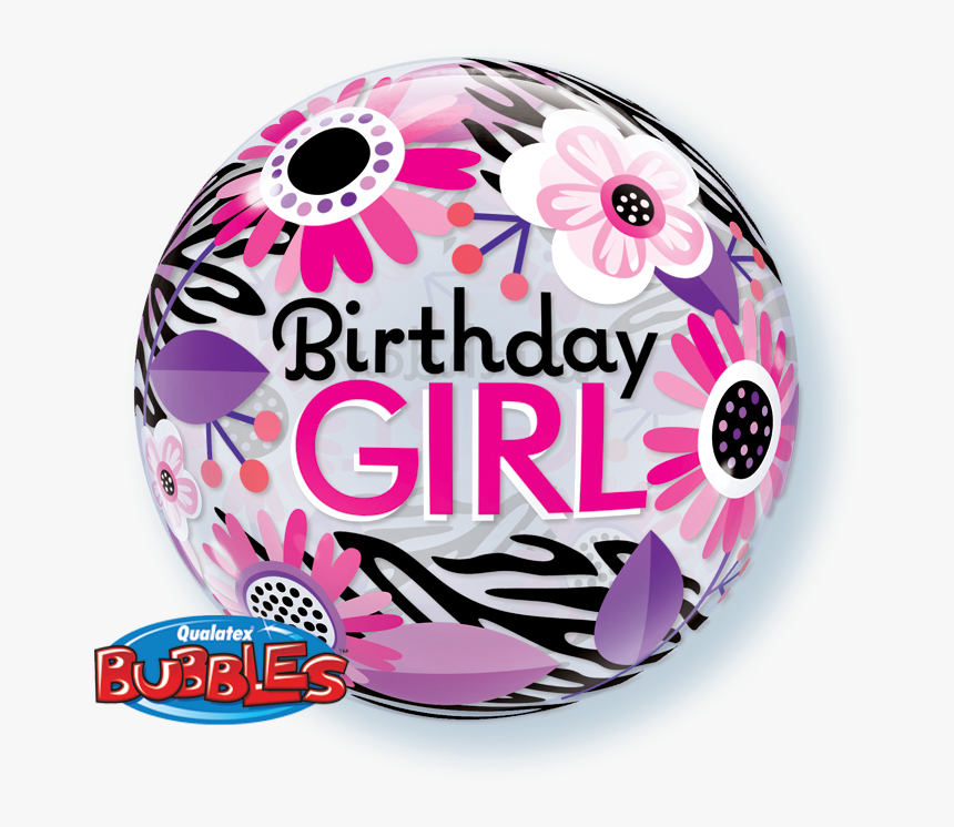Birthday Girl Floral Zebra Stripes - Qualatex 13738, HD Png Download, Free Download