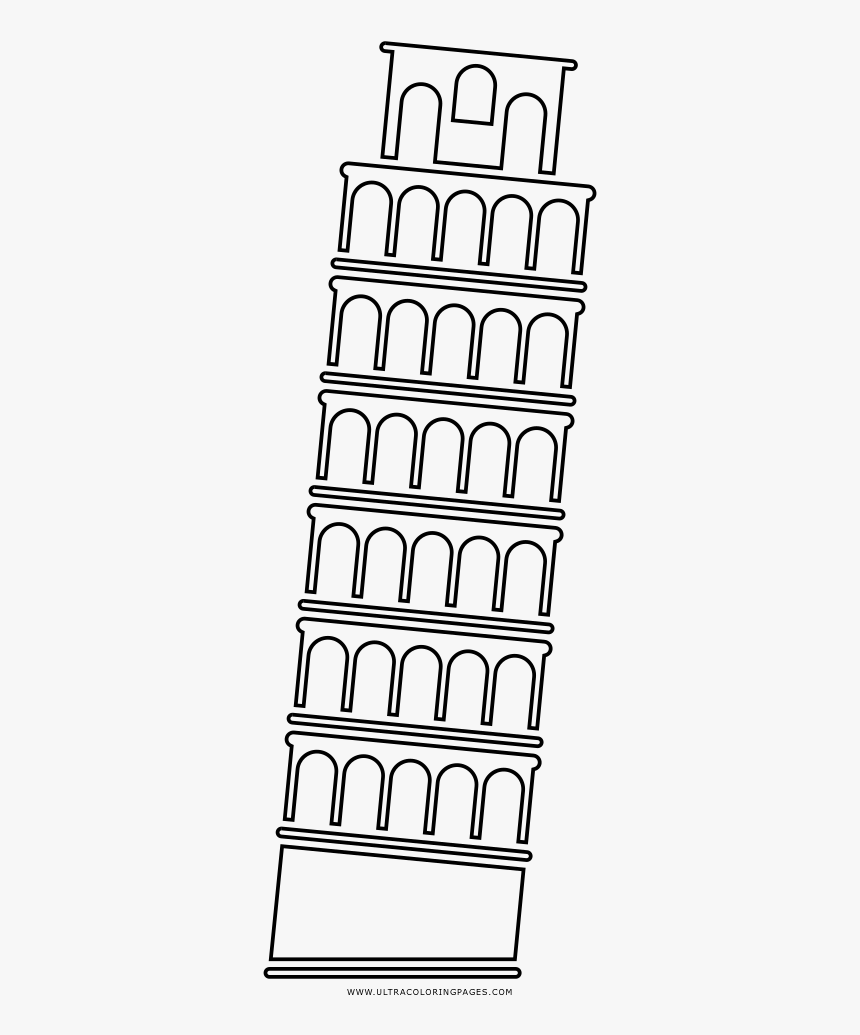Leaning Tower Of Pisa Coloring Page - Leaning Tower Of Pisa Colouring, HD Png Download, Free Download