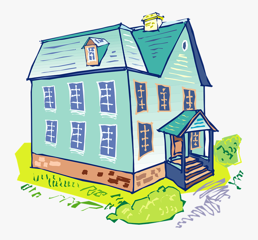 House Blue Home - Blue House Cartoon, HD Png Download, Free Download