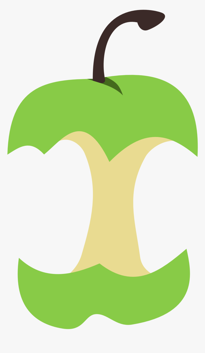 Green Apple Core Cartoon, HD Png Download, Free Download