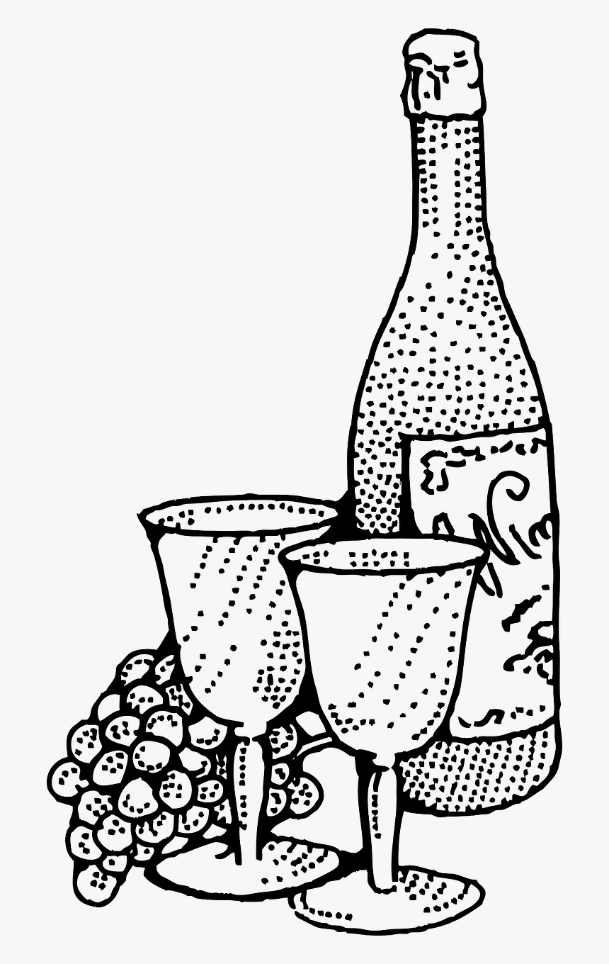 Wine Bottle Gallery For Grapes Wine Glass Clip Art - Wine Black And White Clipart, HD Png Download, Free Download