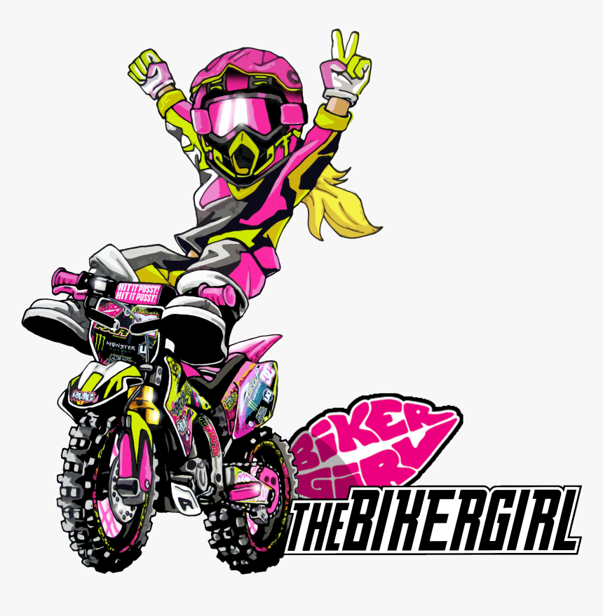 Motocross Clipart Girl - Cartoon Female Motocross, HD Png Download