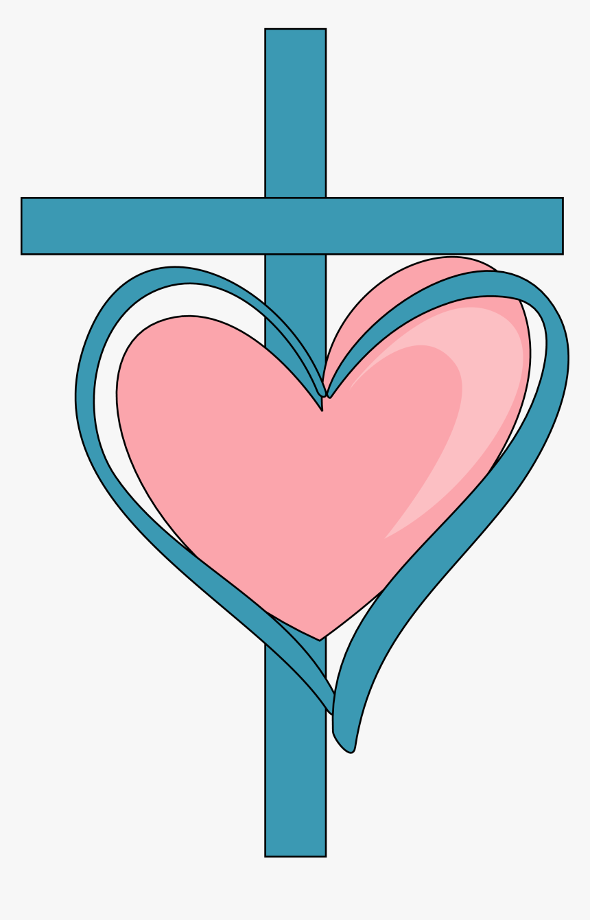 Transparent Pink Cross Png - Cross With Heart Clipart, Png Download, Free Download