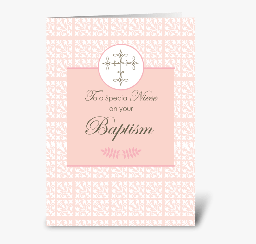 Niece Baptism Pink With Lace And Cross Greeting Card - Greeting Card, HD Png Download, Free Download