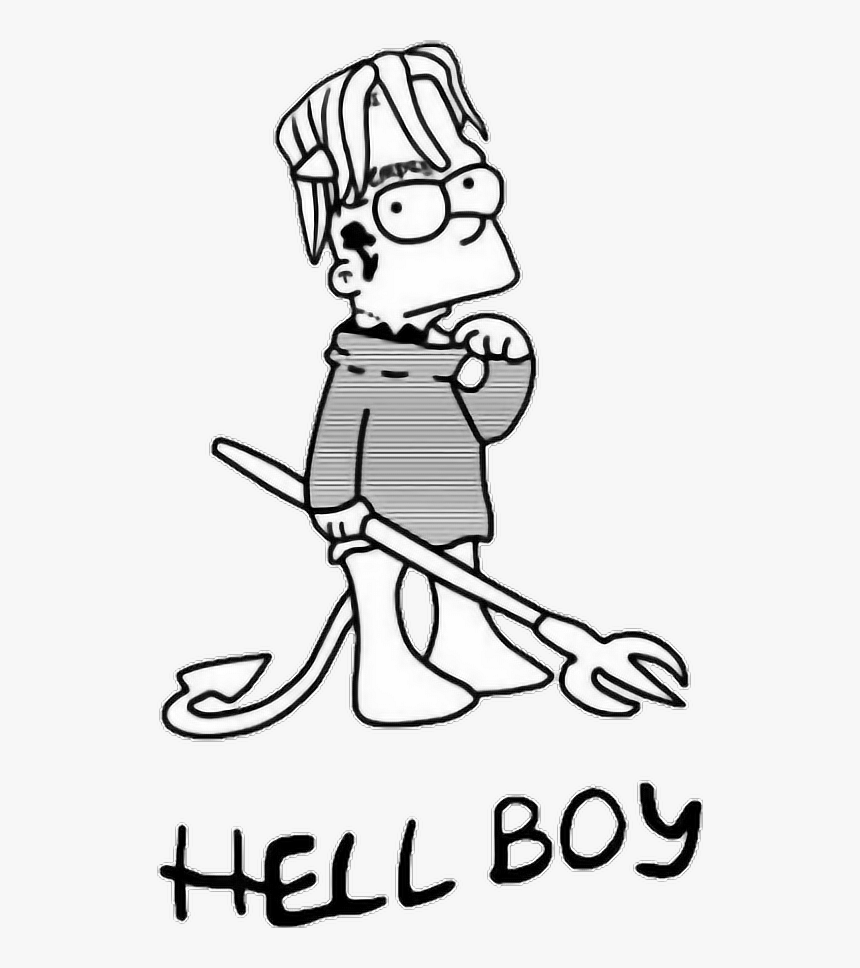 #lilpeep #hellboy #goth #sadboys #sadboy #aesthetic - Hellboy Tattoo Lil Peep, HD Png Download, Free Download