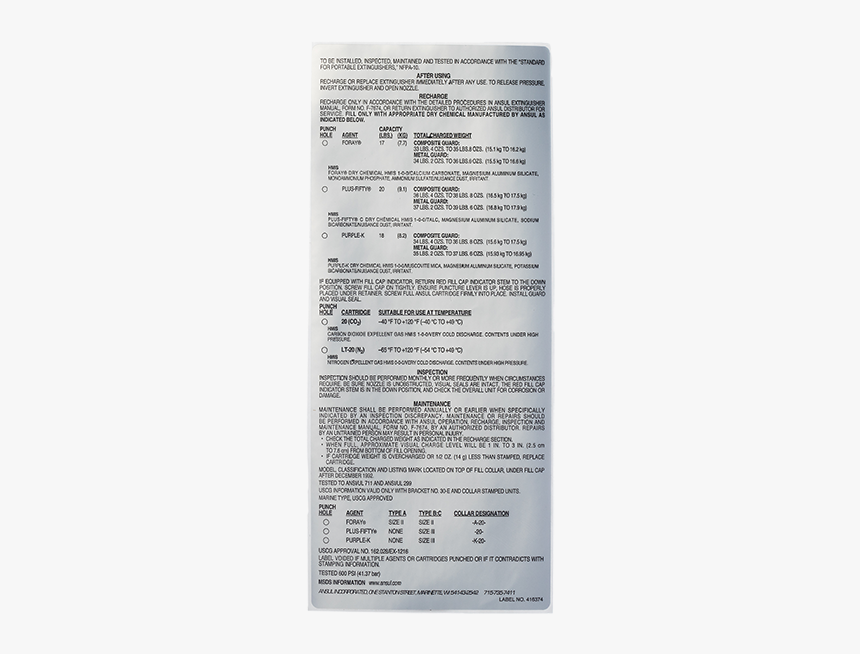 Maintenance Nameplate For 20 Lb Units - Paper, HD Png Download, Free Download