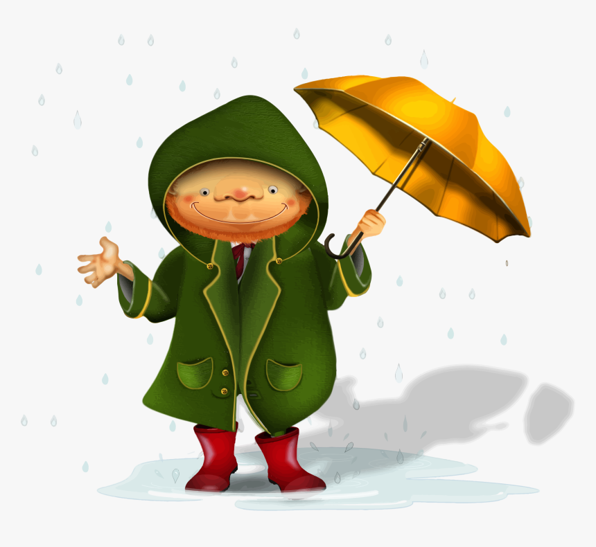 Cartoon, Character, Little People, Male, Man, Rain - Lunedi Di Pioggia, HD Png Download, Free Download