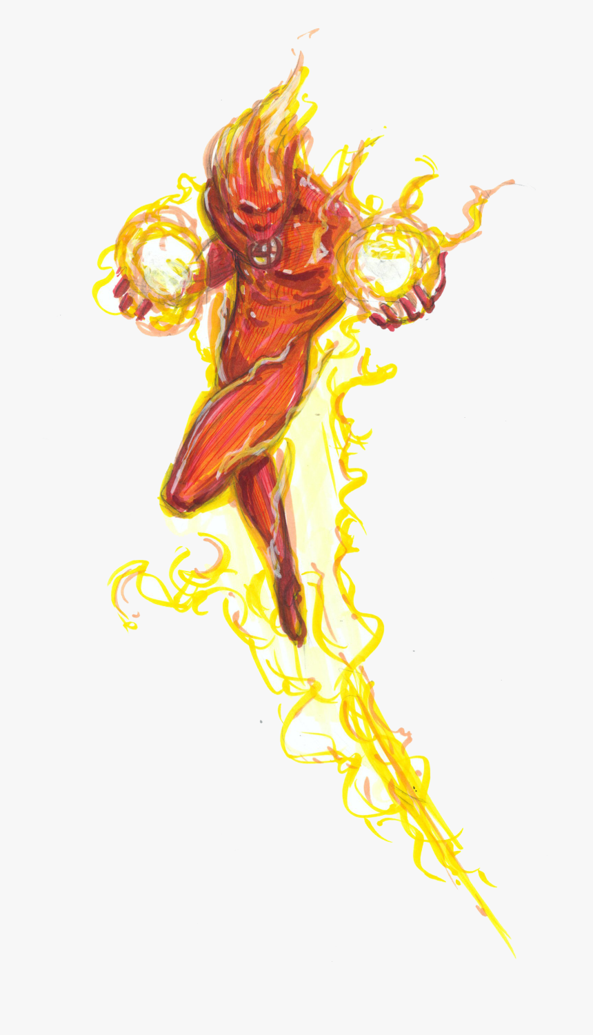 Human Torch Png Hd - Easy Human Torch Drawing, Transparent Png, Free Download