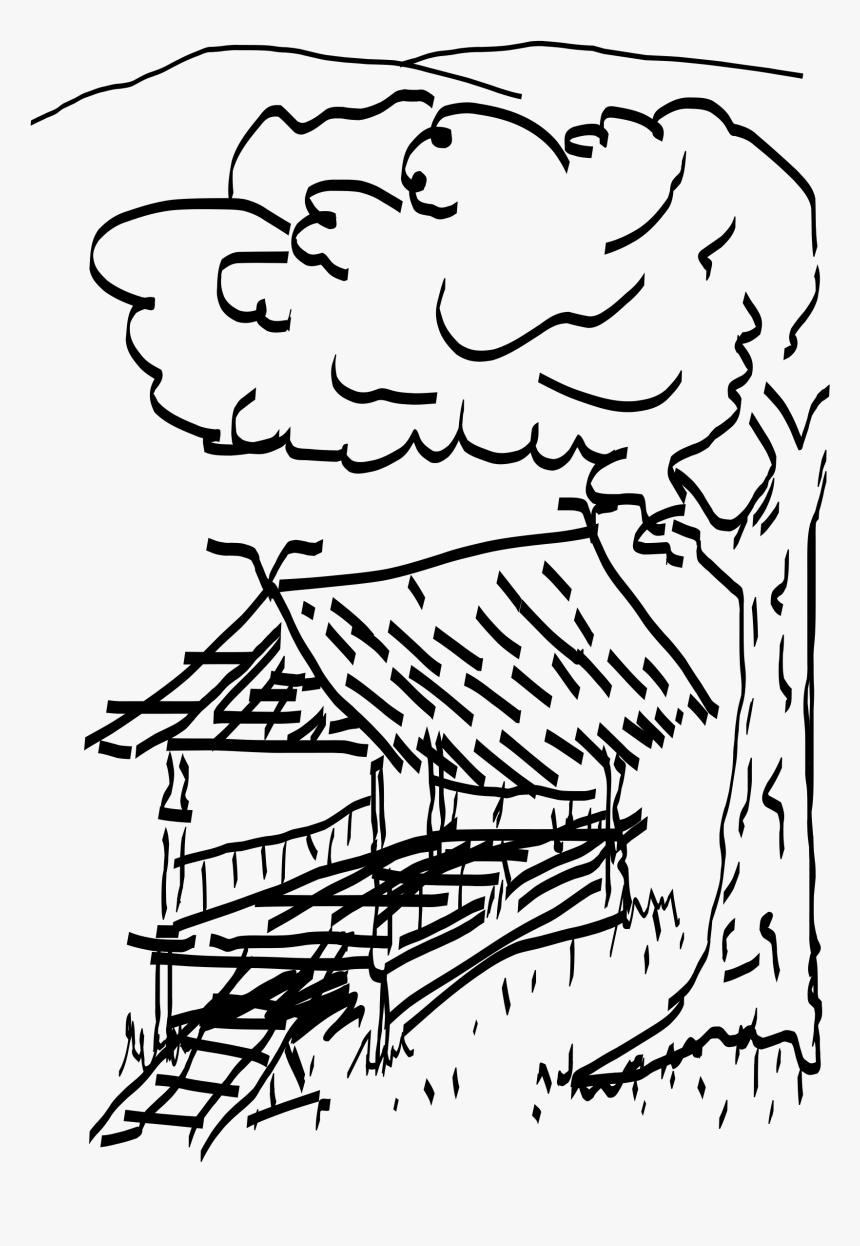 Thai Hut Freehand Clip Arts - Clip Art Black And White Pictures Nipa Hut, HD Png Download, Free Download