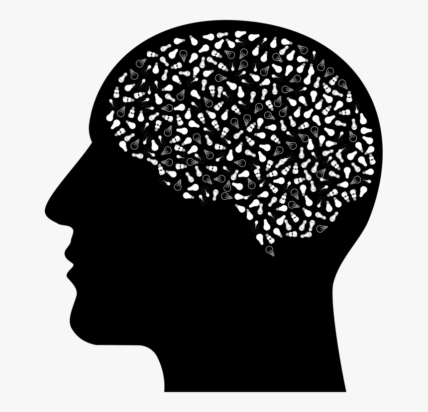 Line Art,head,silhouette - Head With Brain Silhouette Outline, HD Png Download, Free Download